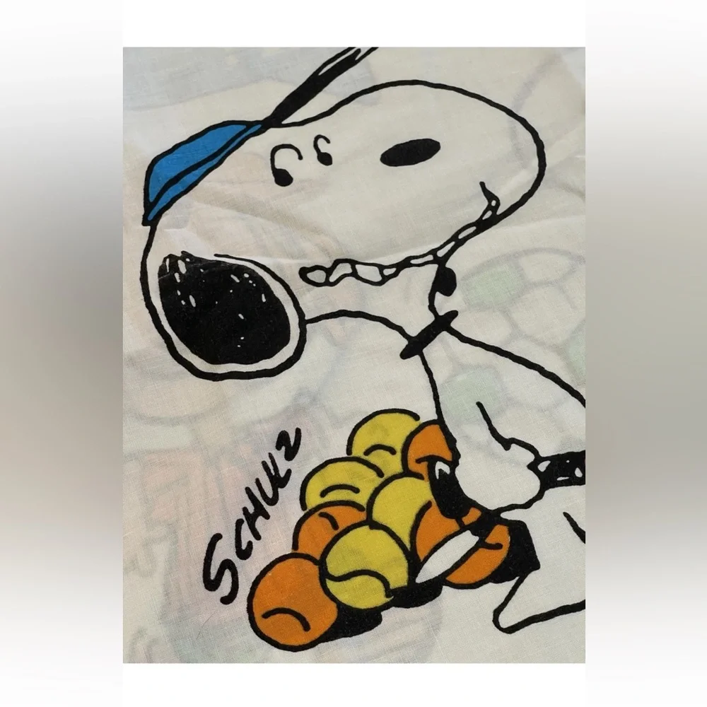 Vintage 1970s Peanuts Soccer Tennis Pillowcase snoopy Woodstock peppermint patty